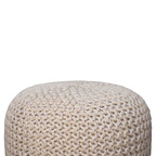 Keeva White Round Footstool
