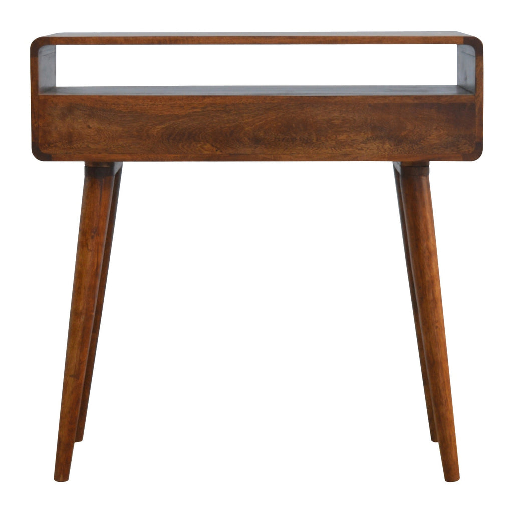 Curved Chestnut Console Tables