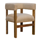 Cream Boucle Solid Wood Chair