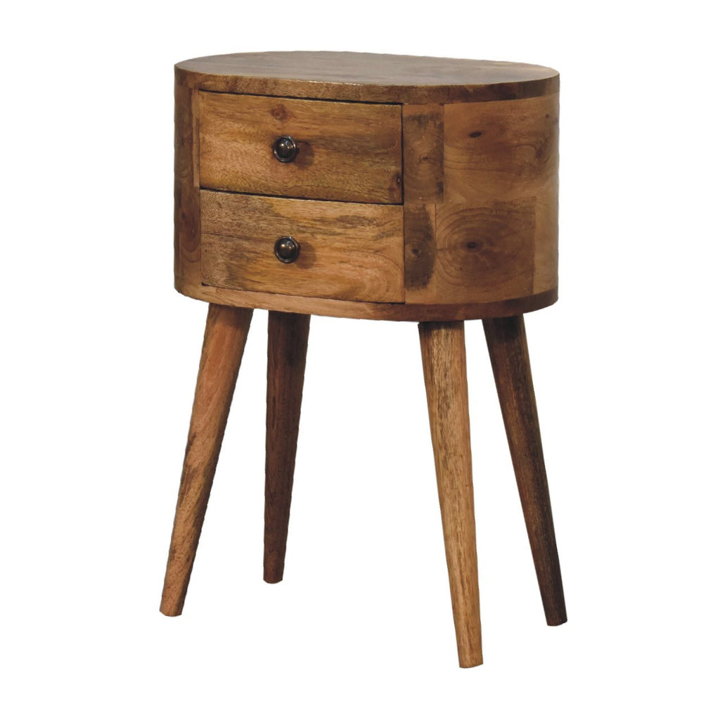 Mini Oak-ish Rounded Bedside Tables