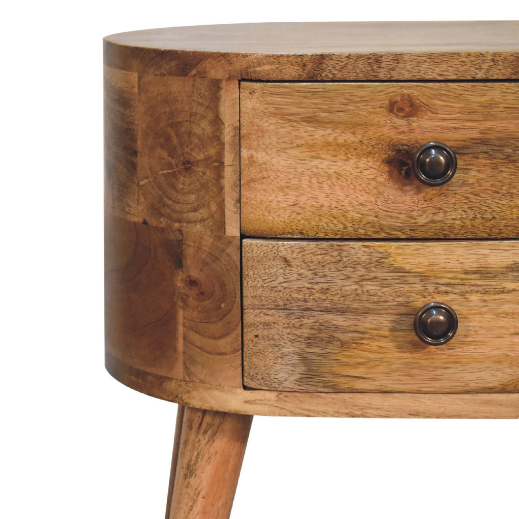 Mini Oak-ish Rounded Bedside Tables