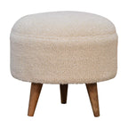 Cream Boucle Rounded Footstool