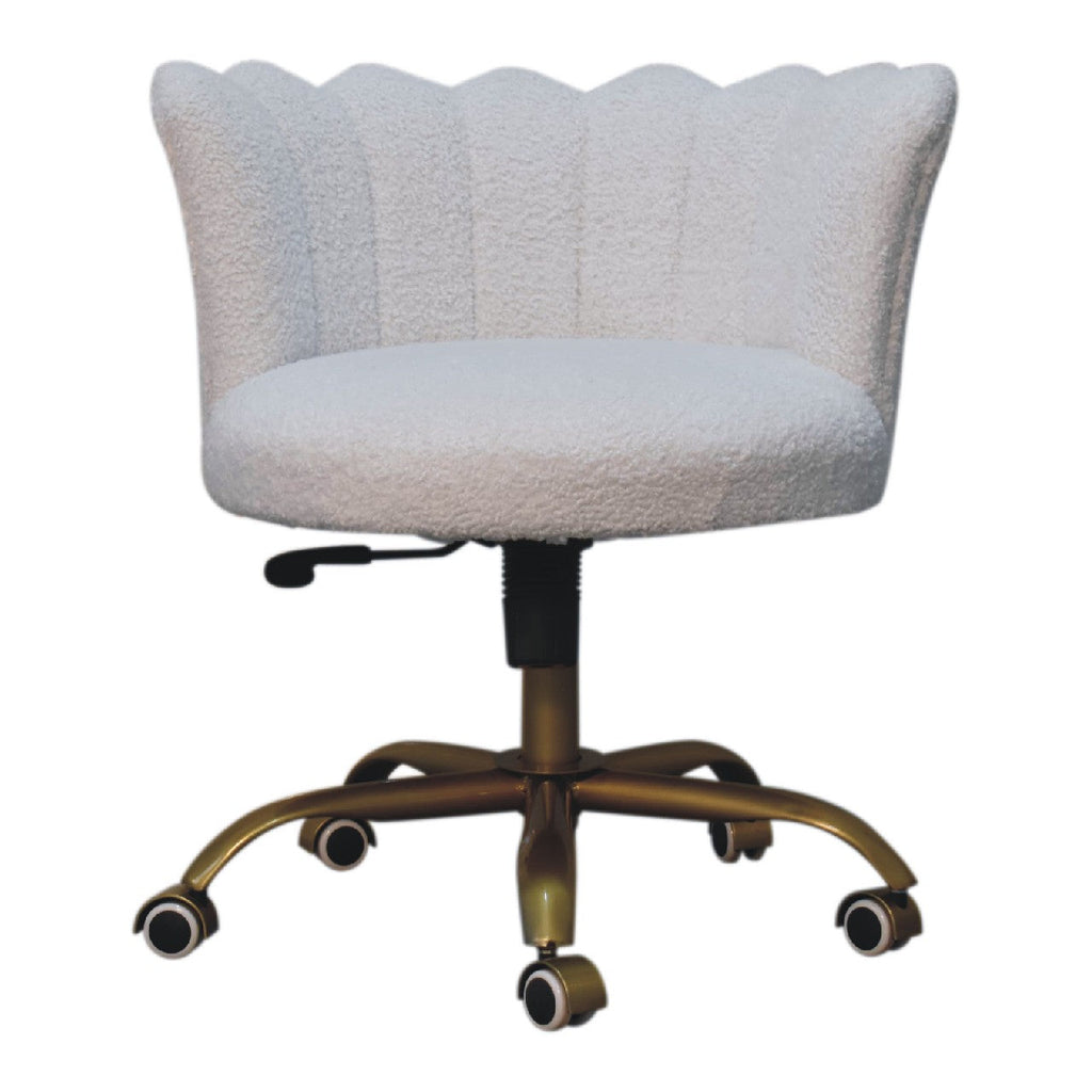 White Boucle Swivel Chair