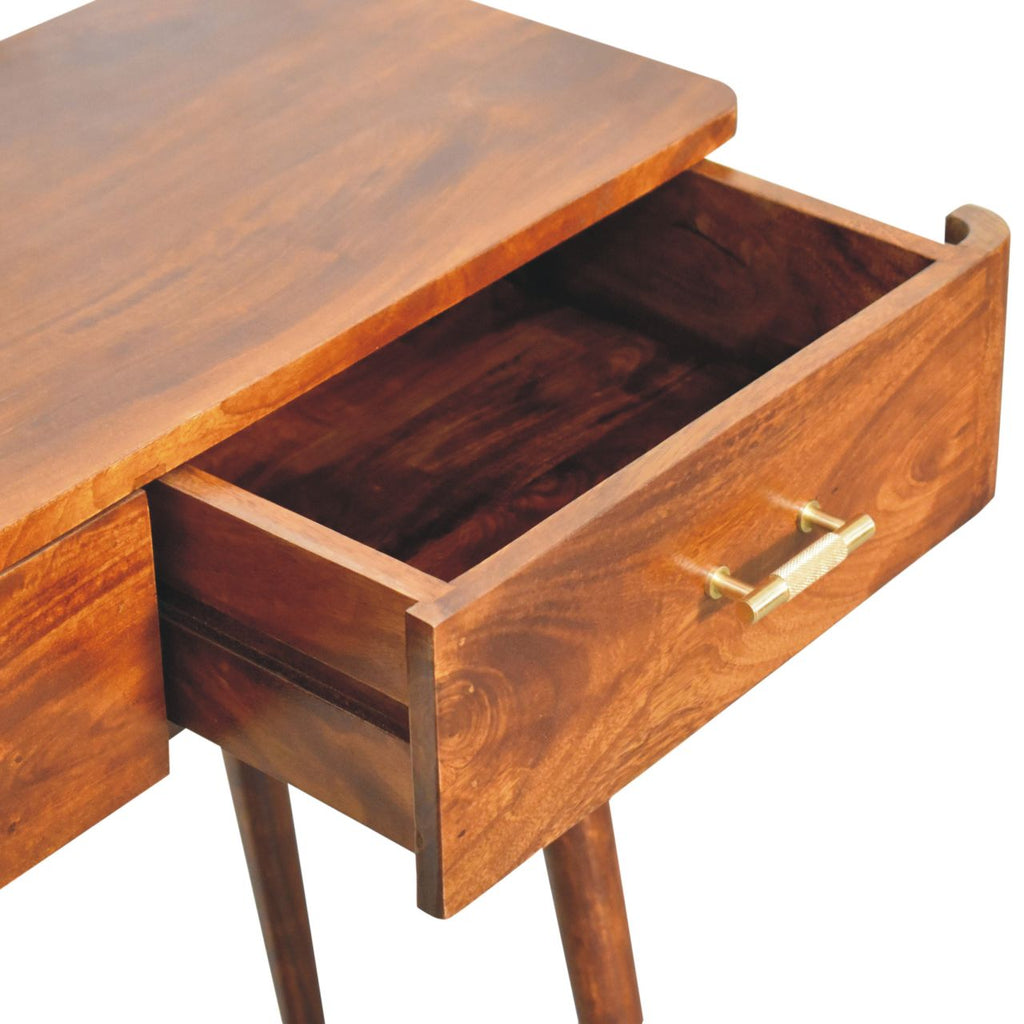 Chestnut T-Bar Console Tables