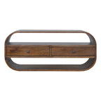 Chestnut Curved Edge Media Unit with 2 Drawers