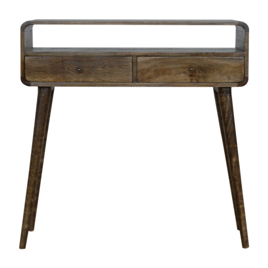 Curved Grey-wash Console Tables