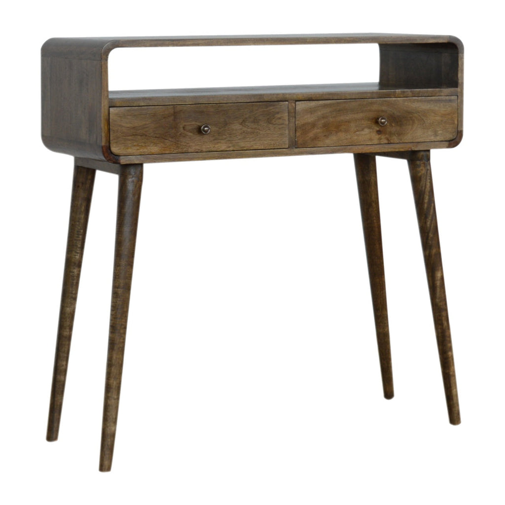 Curved Grey-wash Console Tables