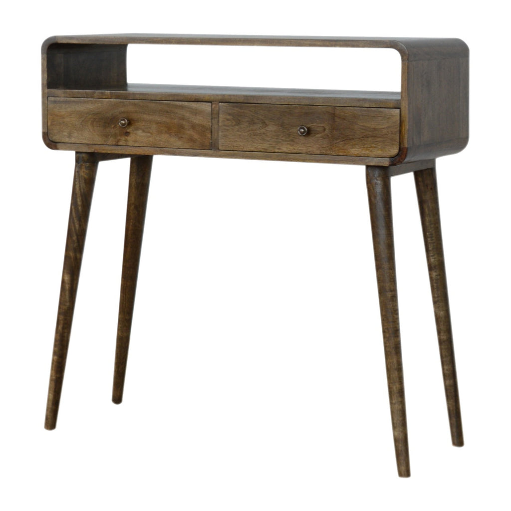 Curved Grey-wash Console Tables