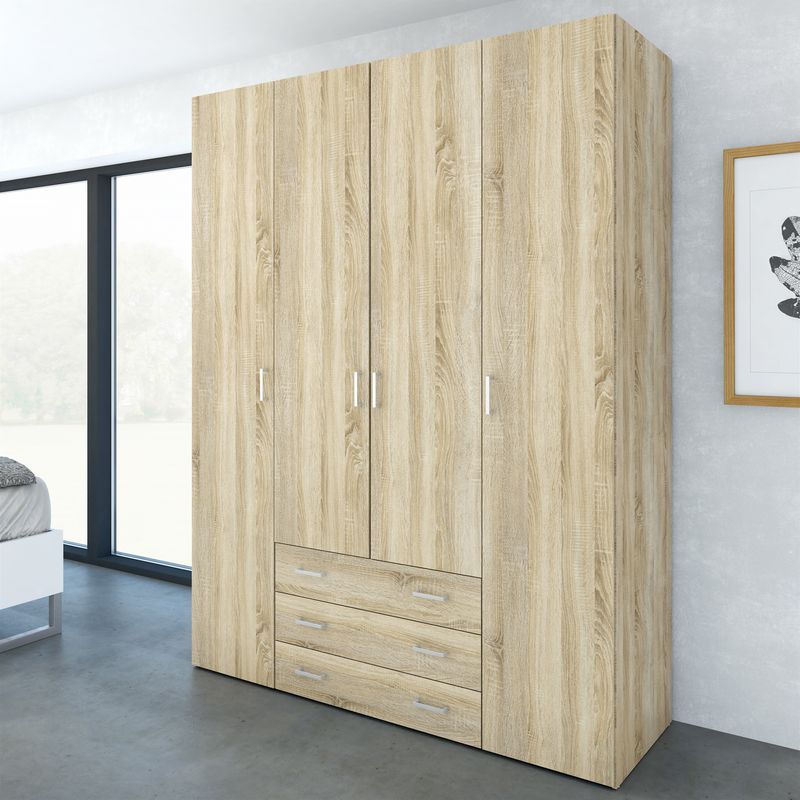 Space Wardrobe 4 Doors 3 Drawers in Oak 2001