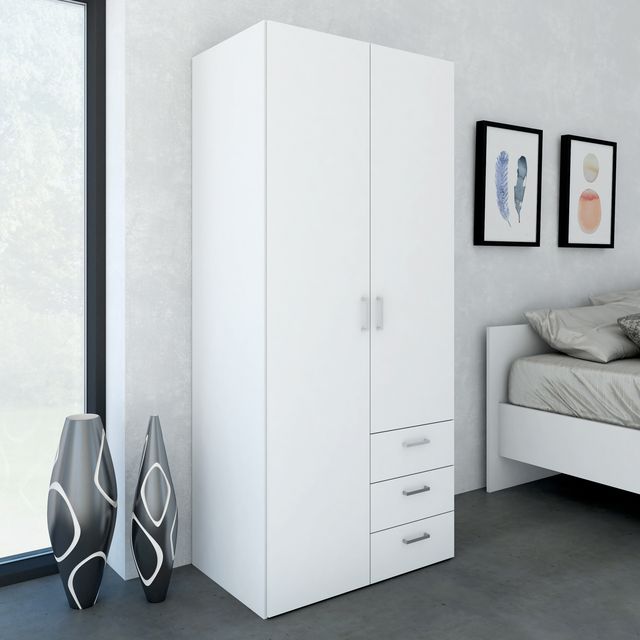 Space Wardrobe 2 Doors 3 Drawers White 1751
