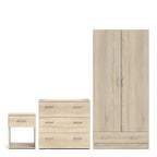 Space Package - Bedside 1 Drawer + Chest of 3 Drawers + Wardrobe with 2 Doors + 1 Drawer in Oak