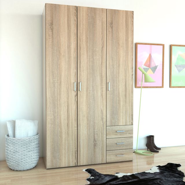 Space Wardrobe 3 Doors 3 Drawers in Oak 2001