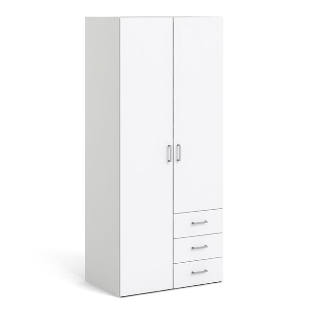 Space Wardrobe 2 Doors 3 Drawers White 1751