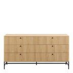 Albany Wide Chest of 6 Drawers in Oak/Black Legs