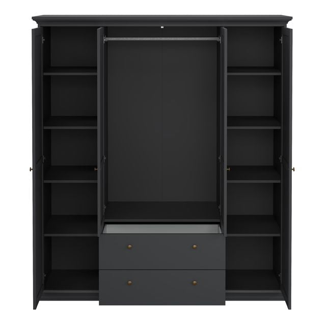 Paris Wardrobe with 4 Doors and 2 Drawers