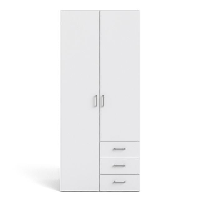 Space Wardrobe 2 Doors 3 Drawers White 1751