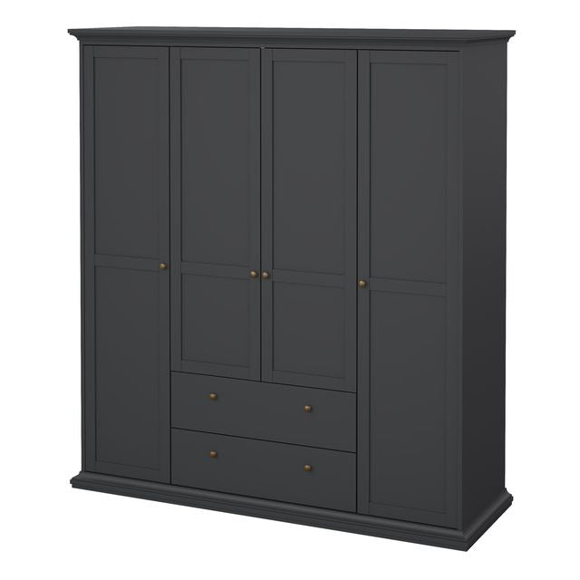 Paris Wardrobe with 4 Doors and 2 Drawers