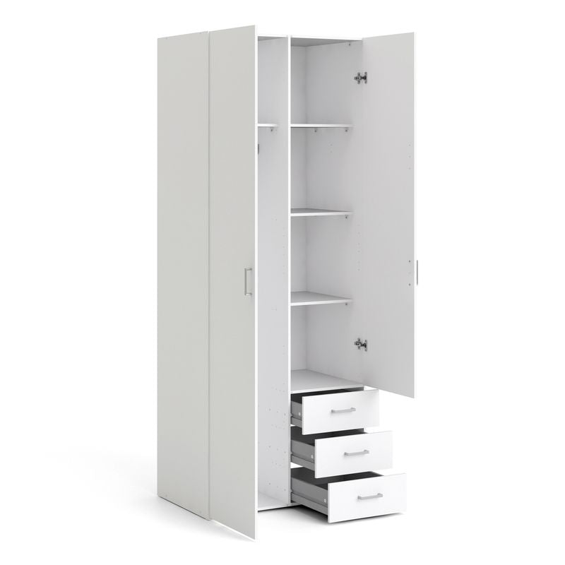 Space Wardrobe 2 Doors 3 Drawers in White 2001