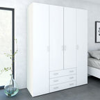 Space Wardrobe 4 Doors 3 Drawers in White 2001