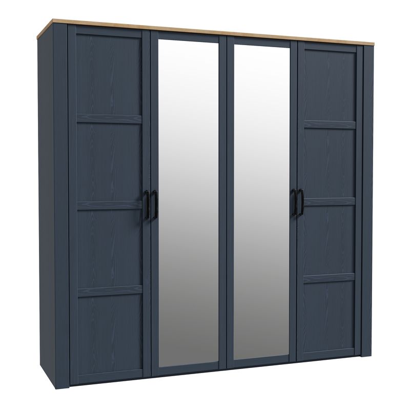 Bohol 2 Door 2 Mirrored Door Wardrobe in Riviera Oak/White