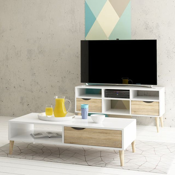 Oslo TV Unit Wide 2 Drawers 4 Shelves
