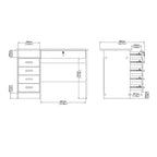 Function Plus Desk 5 Drawers in White