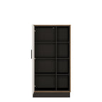 Brolo Wide 1 Door Bookcase With the Walnut and Dark Panel Finish