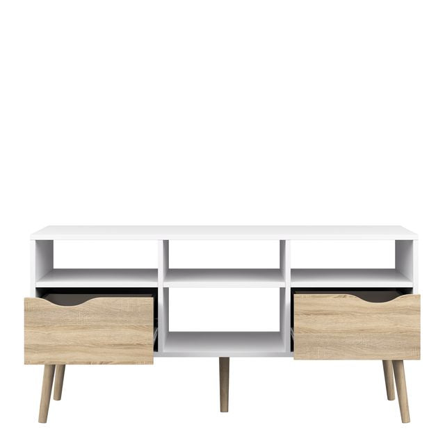 Oslo TV Unit Wide 2 Drawers 4 Shelves