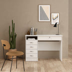 Function Plus Desk 5 Drawers in White