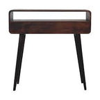 Curved Light Walnut Console Tables