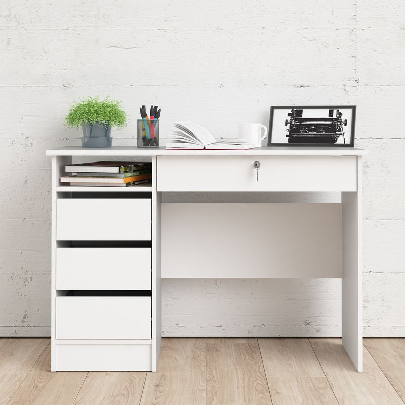 Function Plus 4 Drawer Desk Handleless Drawer in White
