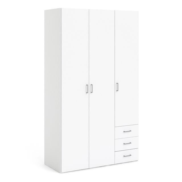 Space Wardrobe 3 Doors 3 Drawers in White 2001