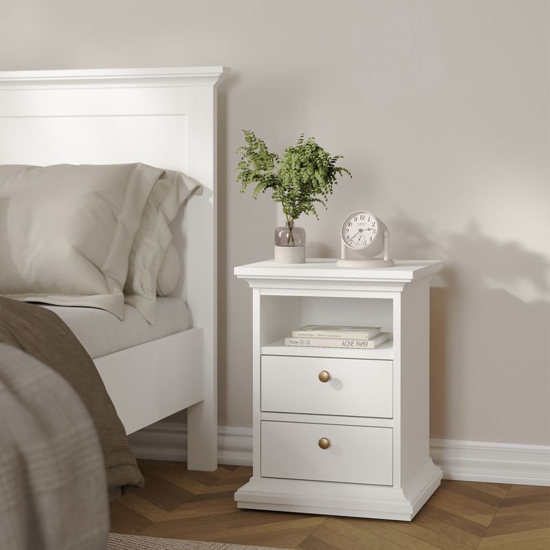 Paris Package - Bedside 2 Drawers + Chest of 4 Drawers + Wardrobe with 2 Doors