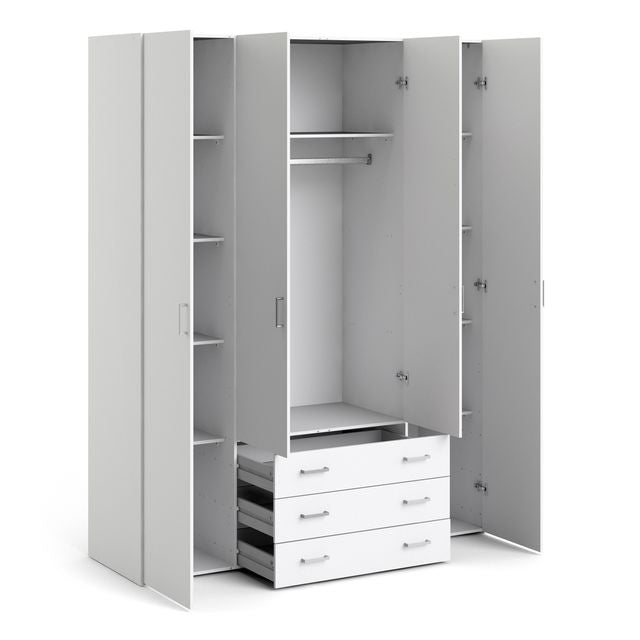 Space Wardrobe 4 Doors 3 Drawers in White 2001