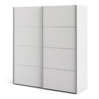 Verona Sliding Wardrobe 180cm in White with White Doors with 2 Shelves