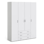 Space Wardrobe 4 Doors 3 Drawers in White 2001