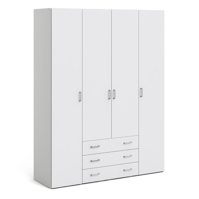 Space Wardrobe 4 Doors 3 Drawers in White 2001