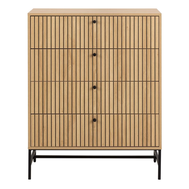 Albany Chest of 4 Drawers in Oak/Black Legs