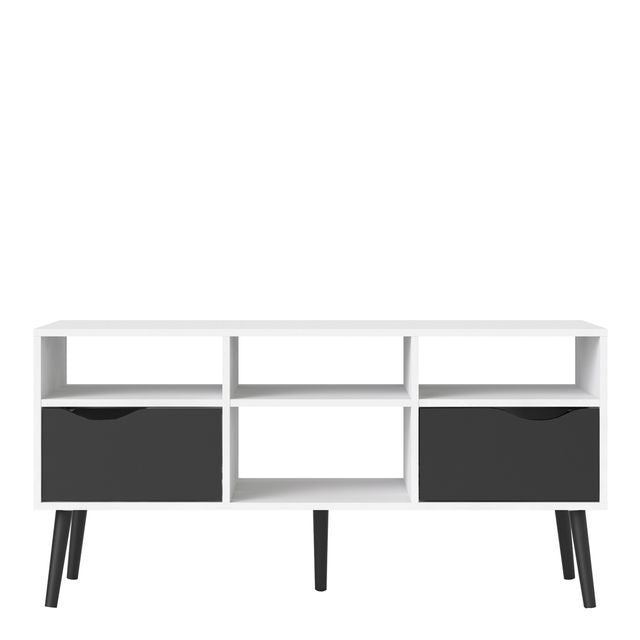 Oslo TV Unit Wide 2 Drawers 4 Shelves